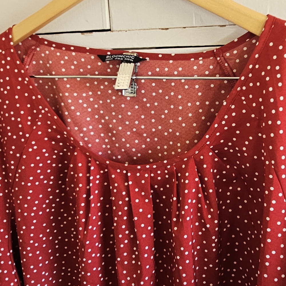 BloomChic Red Polka Dot Blouse - Picture 3 of 8